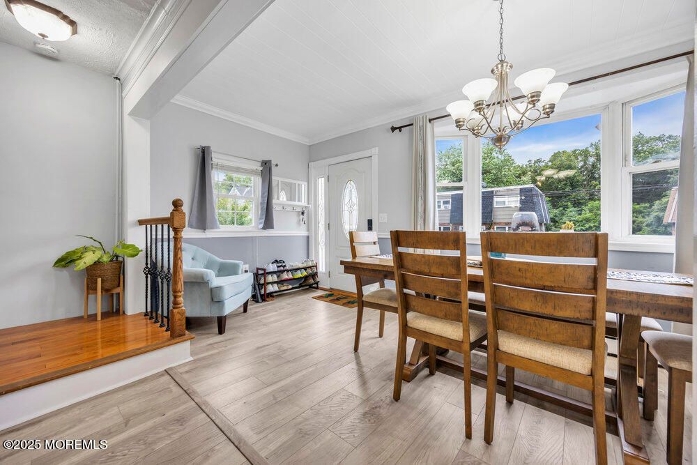 Chandelier, Dining room, Interior, Wood Texture Flooring