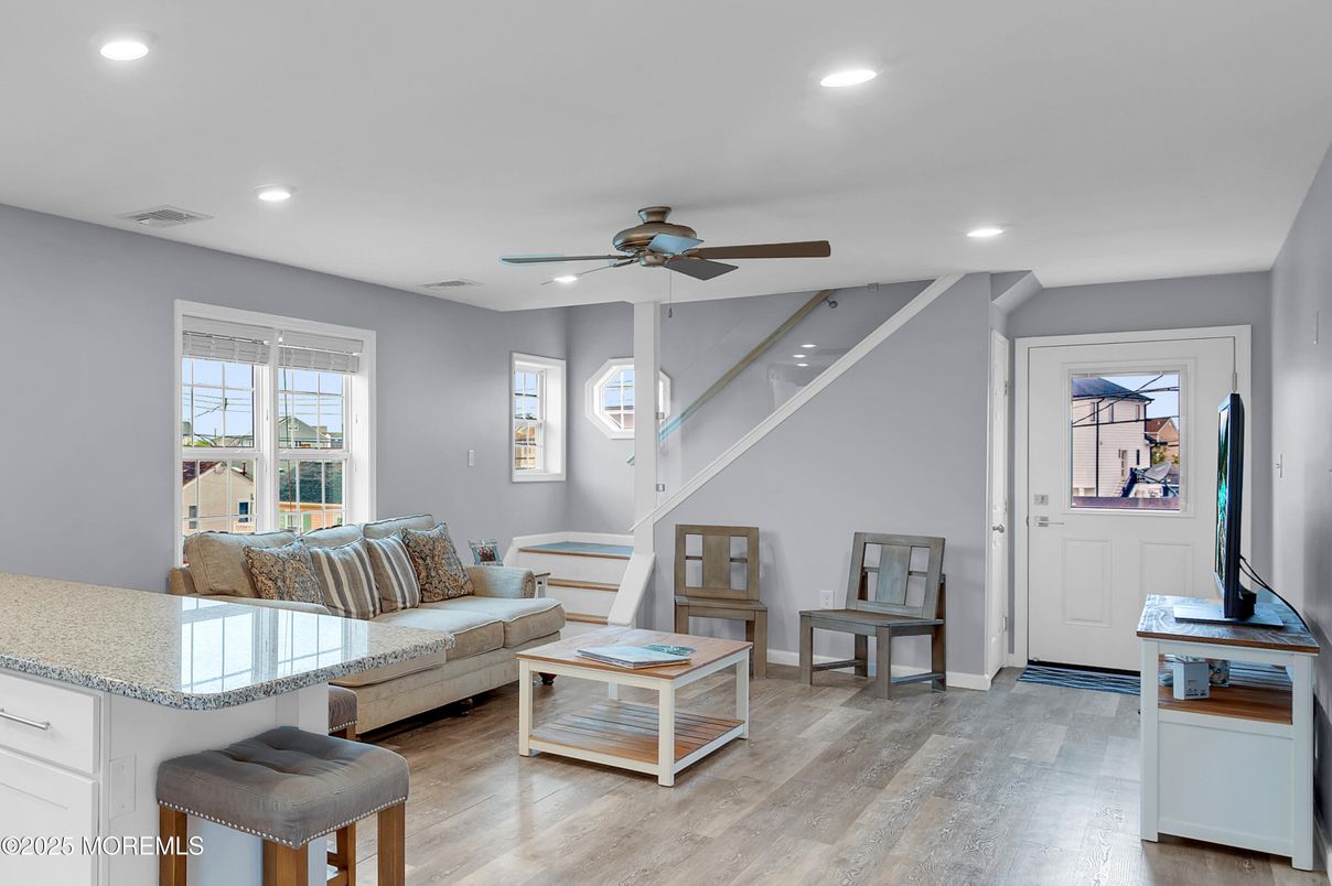 Interior, Living room, Recessed Lighting, Wood Texture Flooring