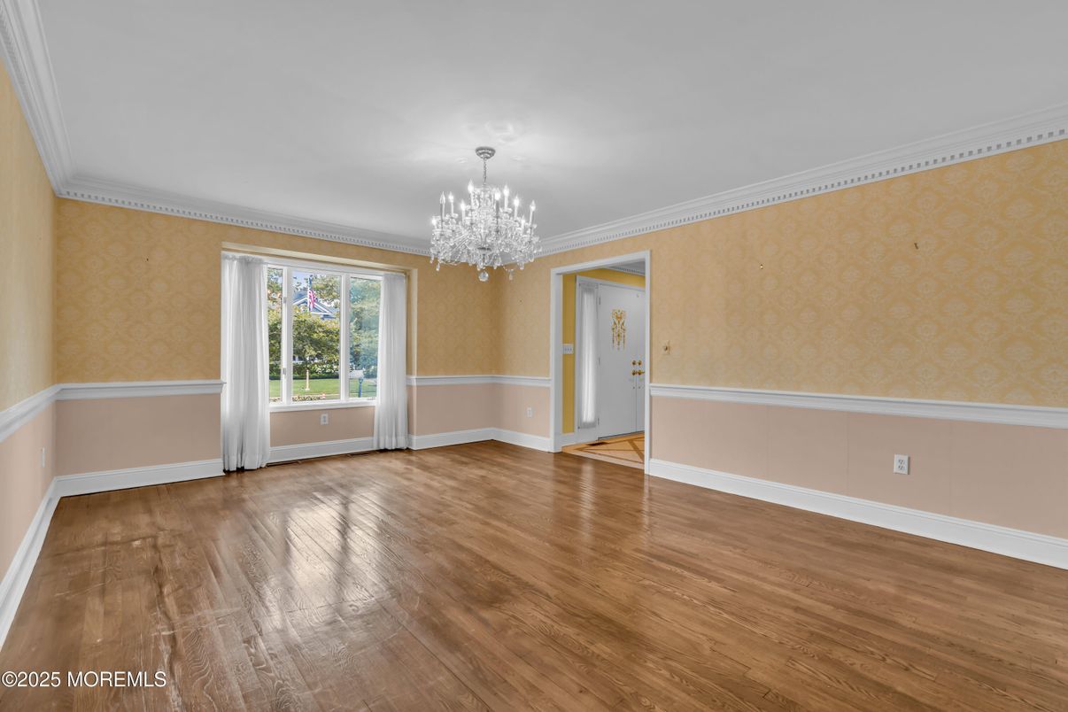 Chandelier, Empty room, Interior, Wood Texture Flooring