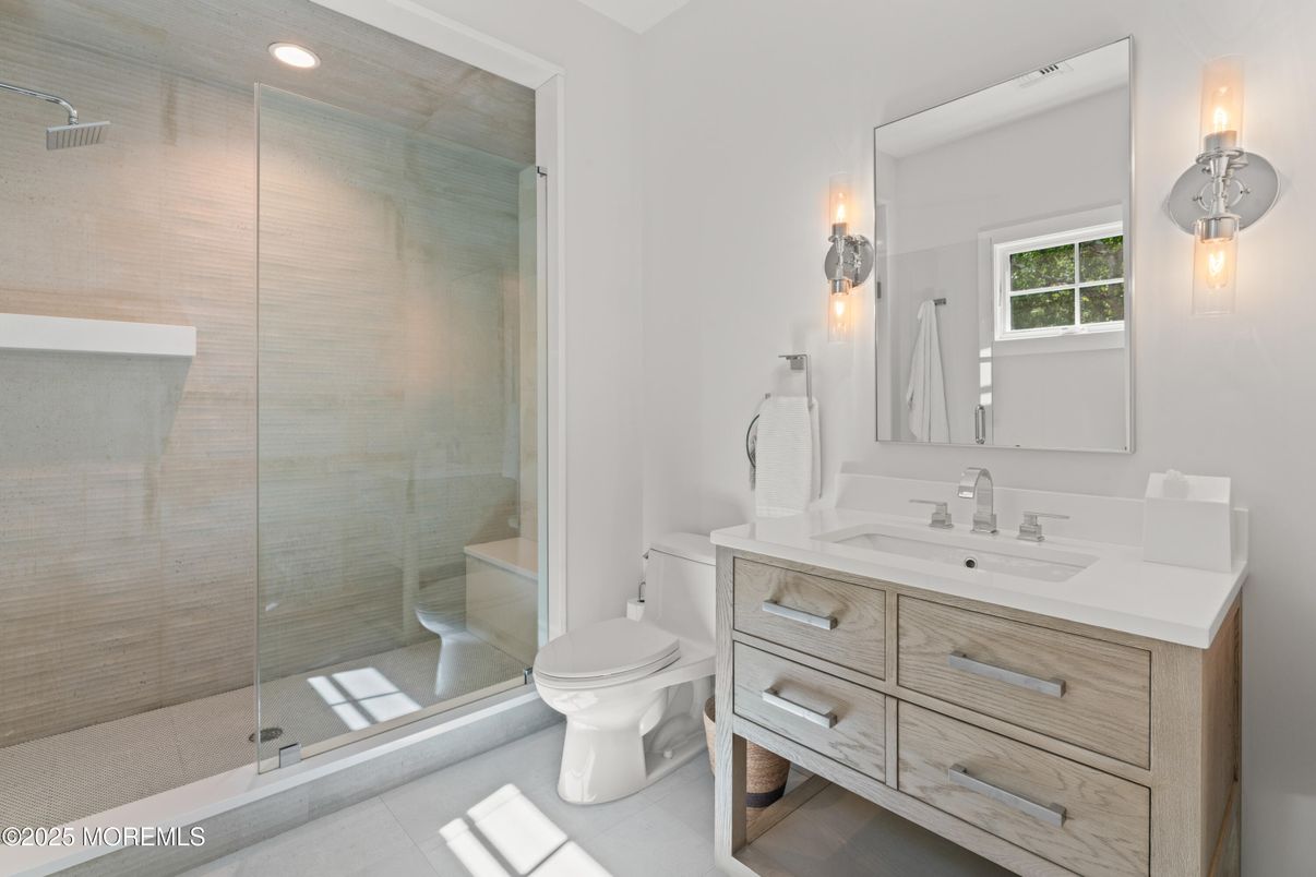 Bathroom, Glass Shower, Interior, Recessed Lighting