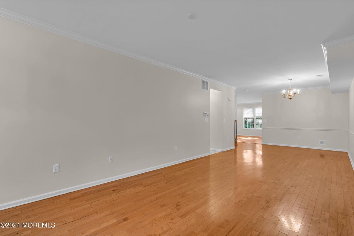 Chandelier, Empty room, Interior, Wood Texture Flooring