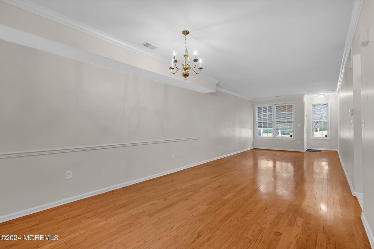 Chandelier, Empty room, Interior, Wood Texture Flooring