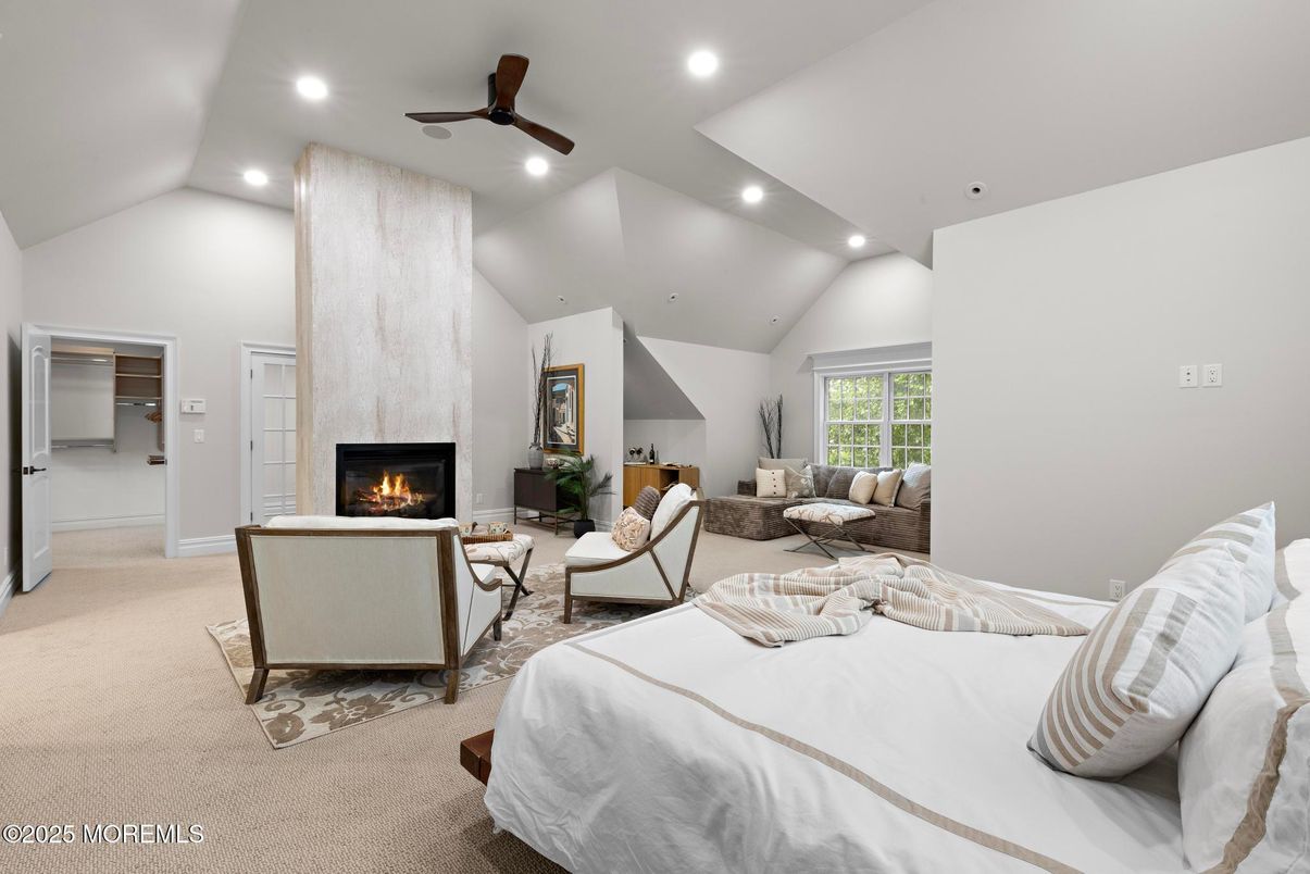 Bedroom, Fireplace, Interior, Living room, Recessed Lighting