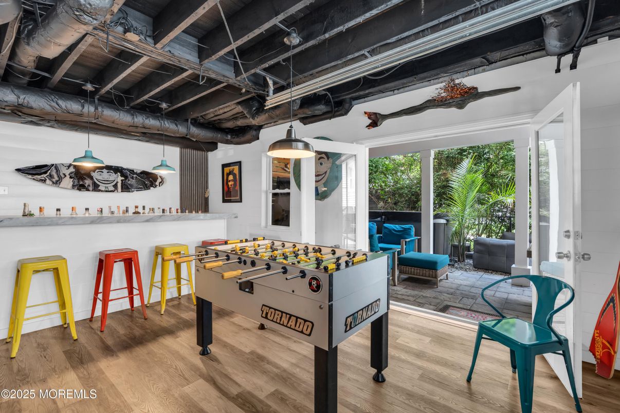 Game Room, Interior, Pendant Lights, Wood Texture Flooring