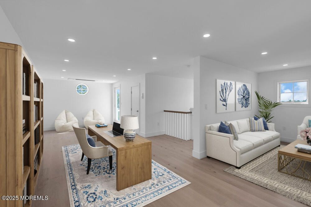 Home Office, Interior, Recessed Lighting, Wood Texture Flooring