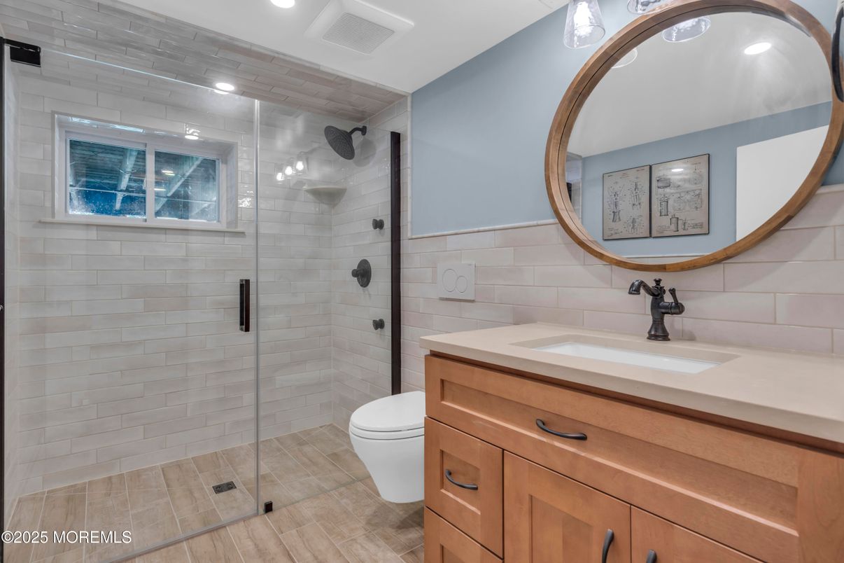 Bathroom, Glass Shower, Interior, Recessed Lighting