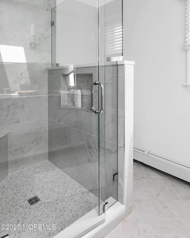Bathroom, Glass Shower, Interior, Marble Walls