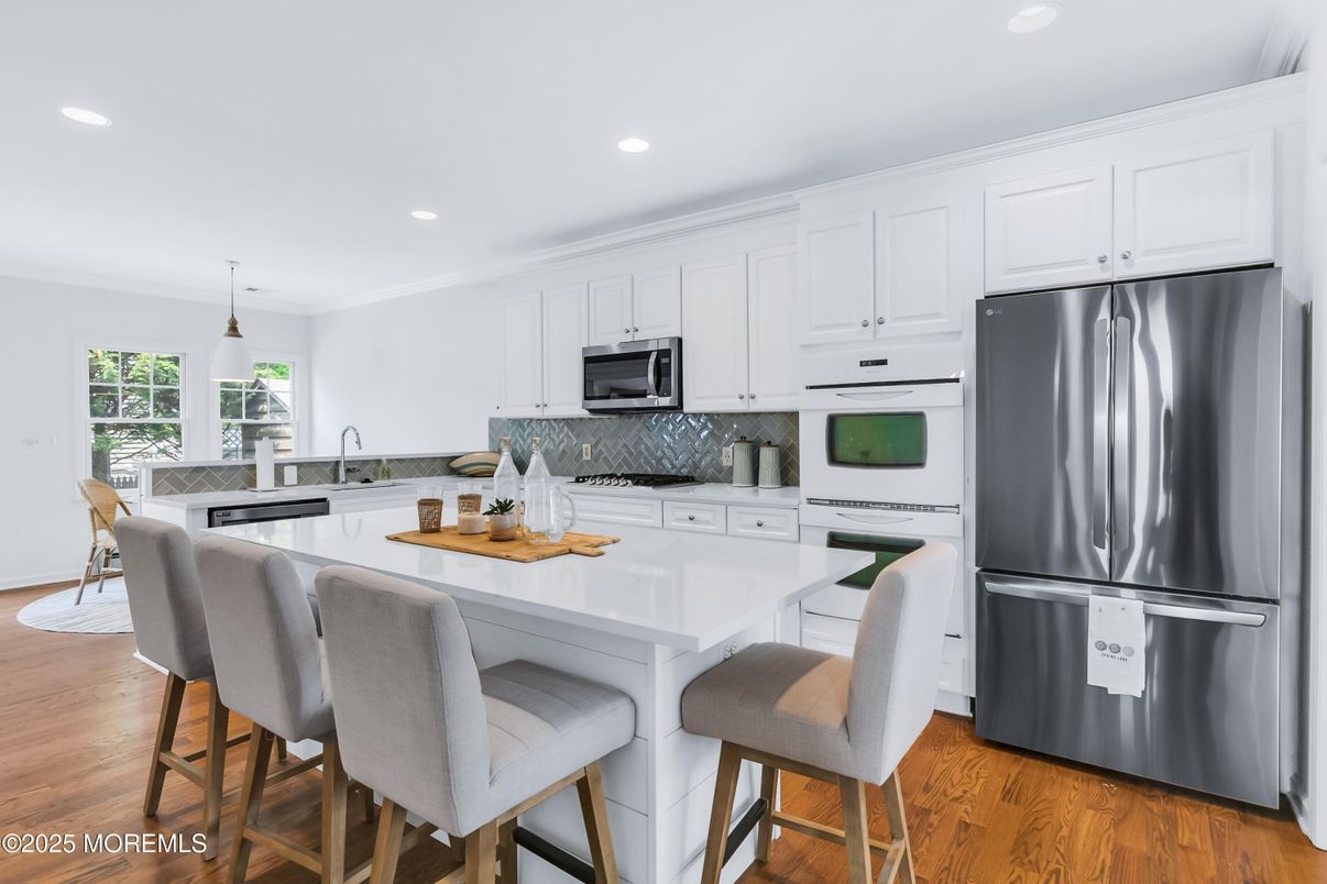 Interior, Kitchen, Pendant Lights, Recessed Lighting, Wood Texture Flooring