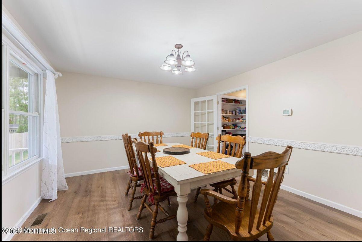 Chandelier, Dining room, Interior, Wood Texture Flooring