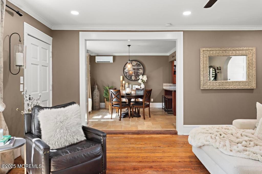Dining room, Interior, Pendant Lights, Recessed Lighting, Wood Texture Flooring