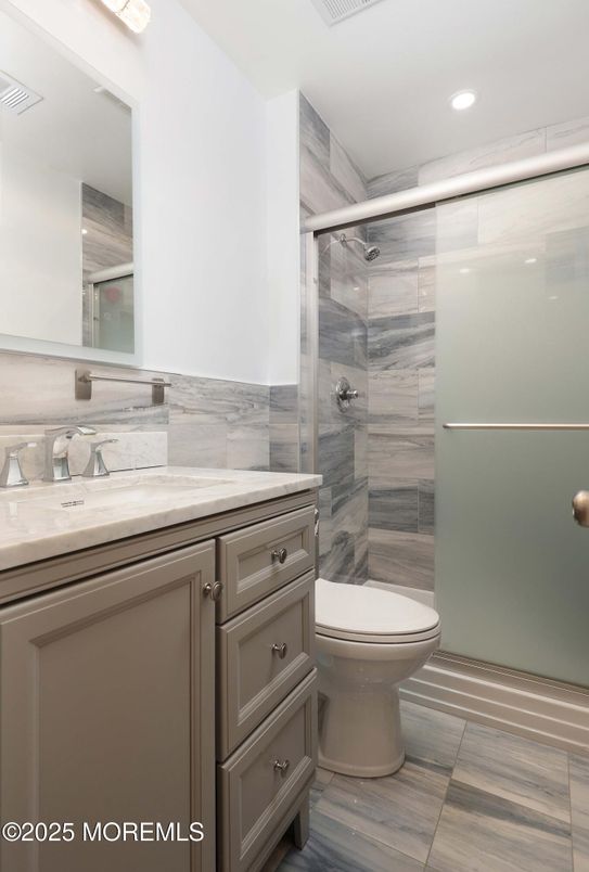 Bathroom, Glass Shower, Interior, Recessed Lighting