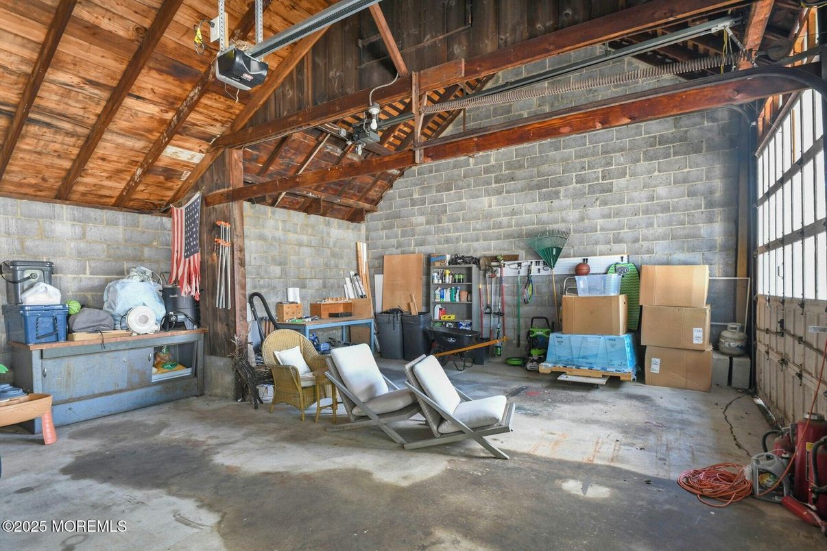 Garage, Interior, Stone Walls, Wooden Beams, Wooden Ceilings