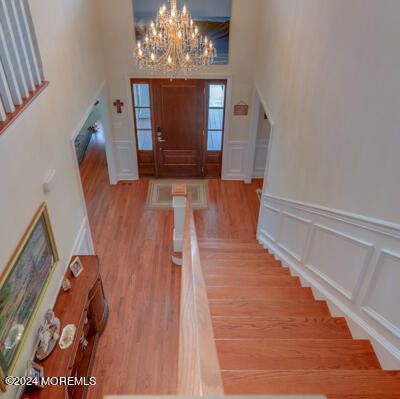 Chandelier, Interior, Wood Texture Flooring