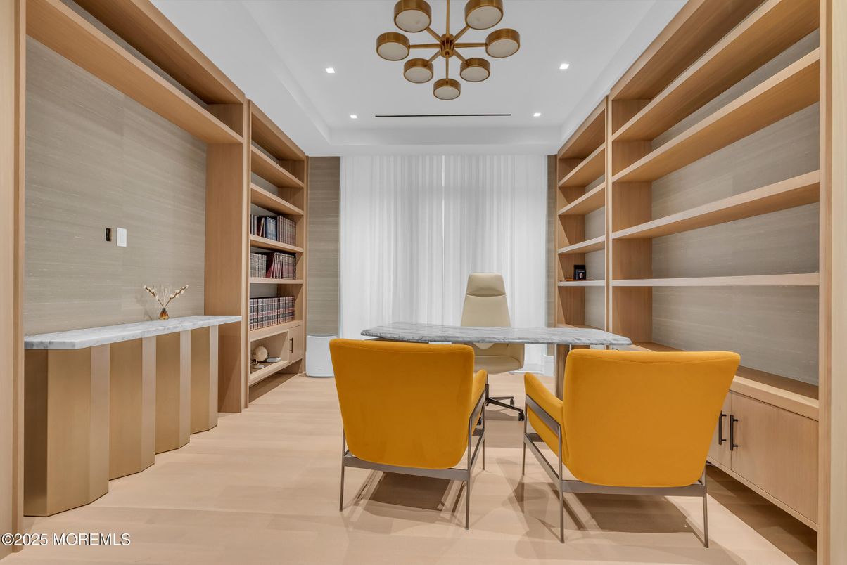 Home Office, Interior, Pendant Lights, Recessed Lighting, Wood Texture Flooring