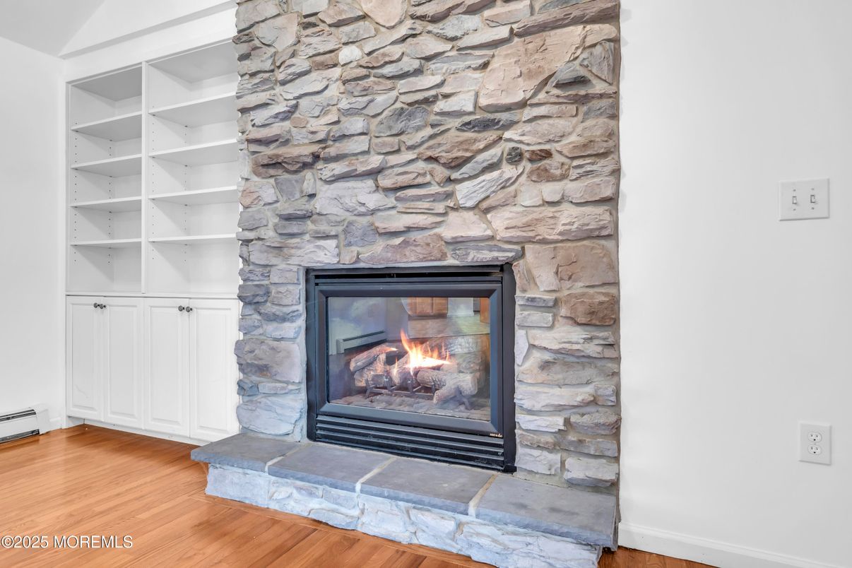 Fireplace, Interior, Stone Walls, Wood Texture Flooring
