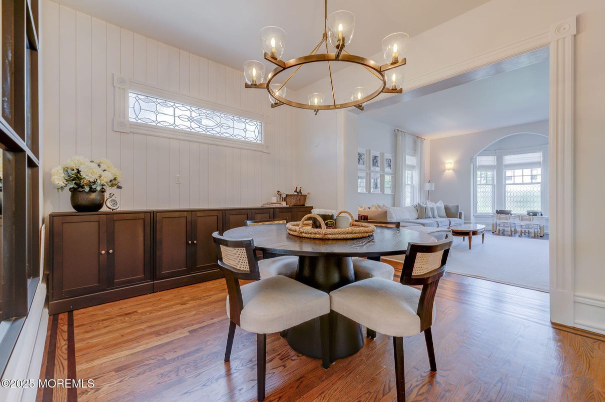 Chandelier, Dining room, Interior, Wood Texture Flooring