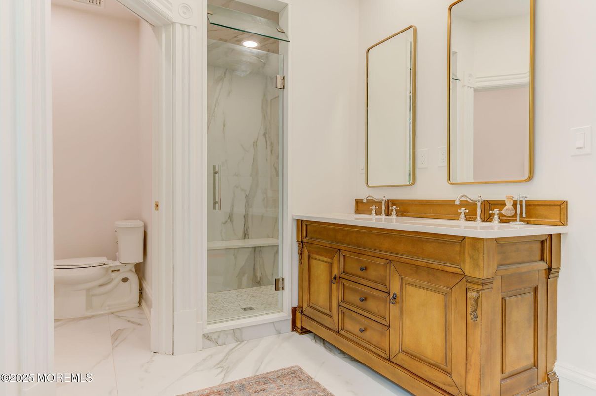 Bathroom, Glass Shower, Interior, Marble, Marble Walls