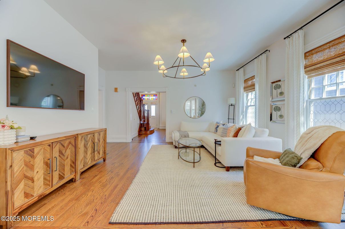 Chandelier, Interior, Living room, Wood Texture Flooring