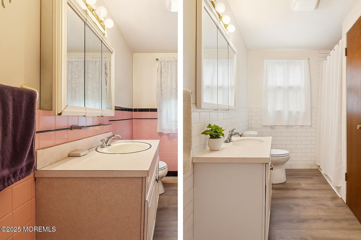 Bathroom, Dual Sink Vanities, Interior, Wood Texture Flooring