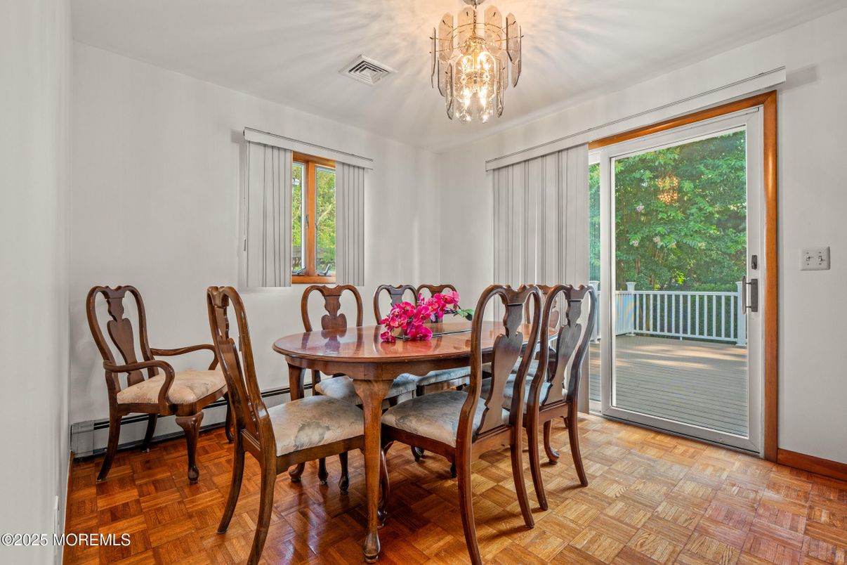 Chandelier, Dining room, Interior, Wood Texture Flooring