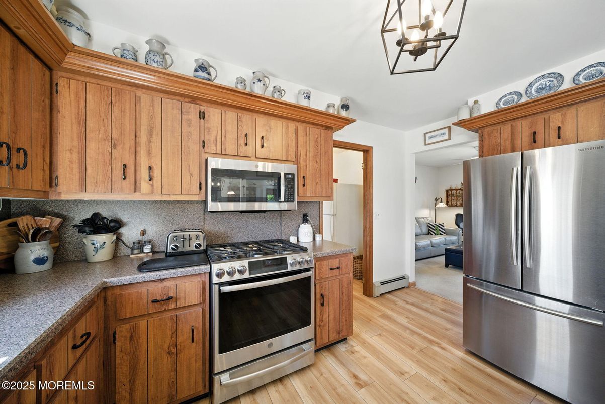 Interior, Kitchen, Pendant Lights, Stainless Steel Appliances, Wood Texture Flooring