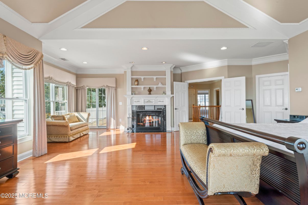 Fireplace, Interior, Recessed Lighting, Wood Texture Flooring