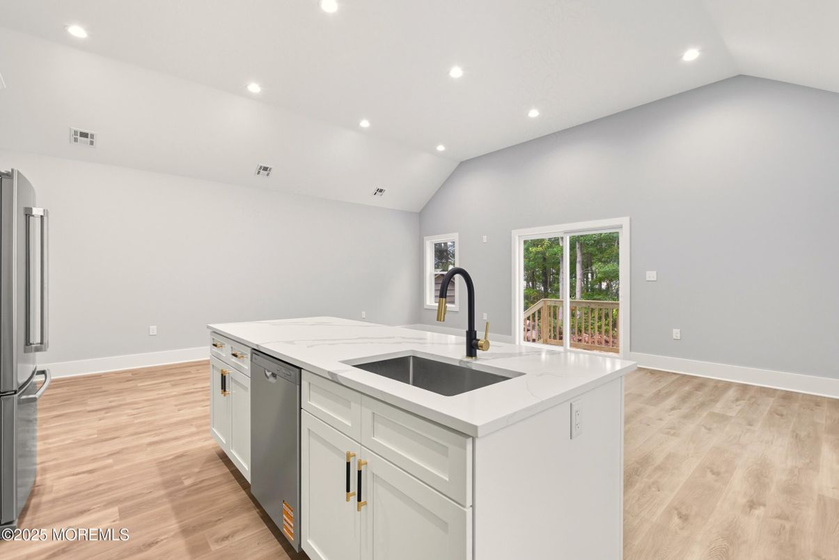 Interior, Kitchen, Recessed Lighting, Wood Texture Flooring