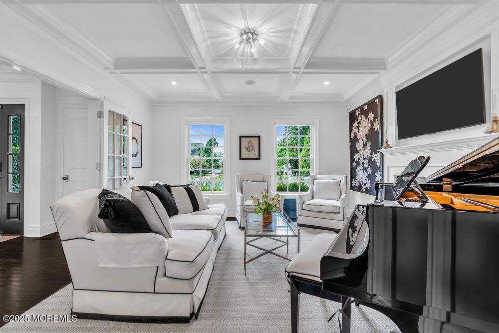 Interior, Living room, Piano, Recessed Lighting, Wood Texture Flooring