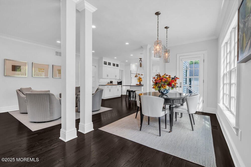 Dining room, Interior, Kitchen, Living room, Pendant Lights, Recessed Lighting, Wood Texture Flooring