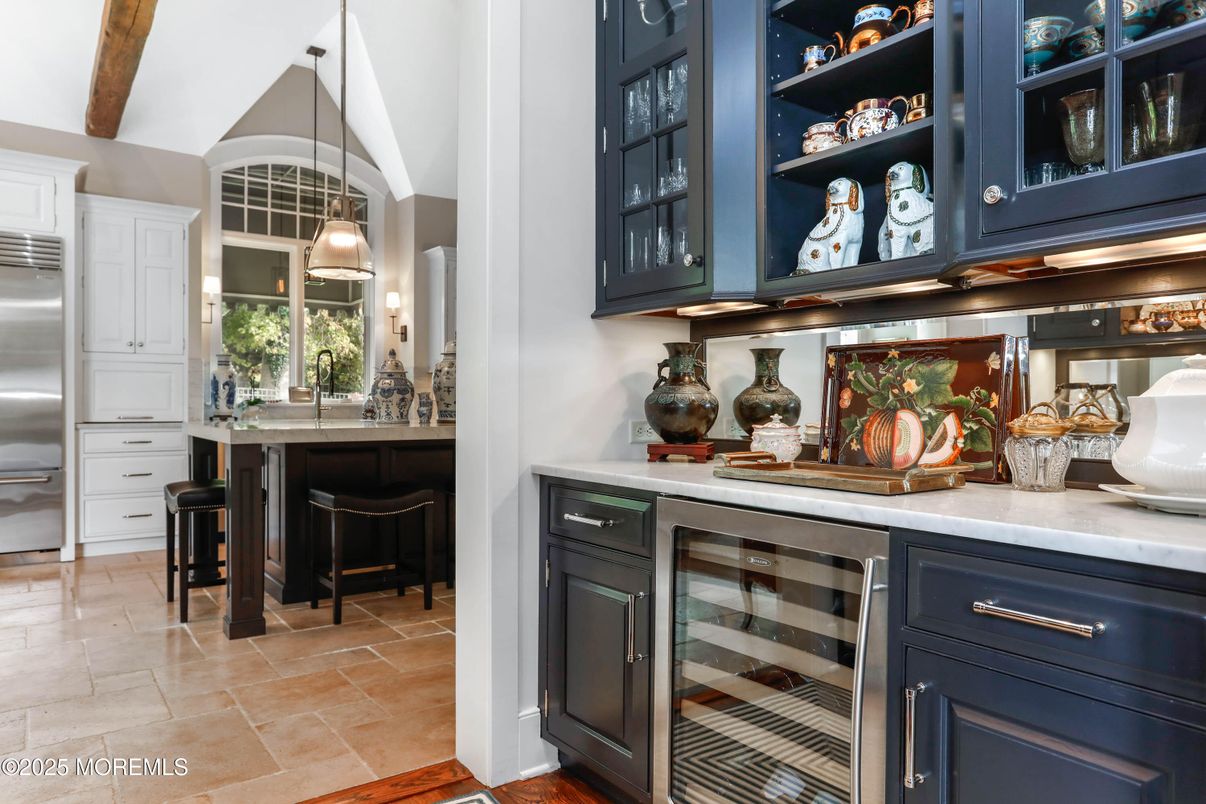 Interior, Kitchen, Pendant Lights, Stainless Steel Appliances, Wooden Beams