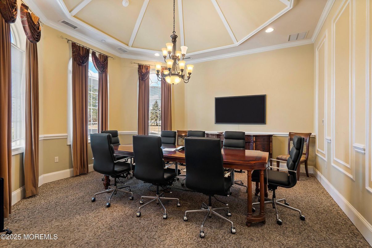 Chandelier, Home Office, Interior, Recessed Lighting
