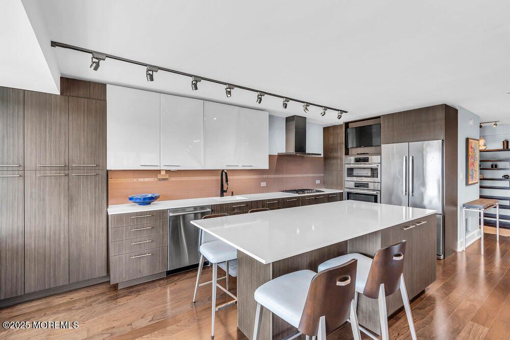 Interior, Kitchen, Stainless Steel Appliances, Wood Texture Flooring