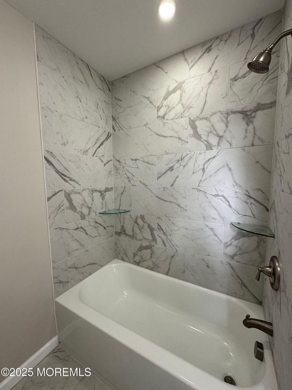 Bathroom, Interior, Marble Walls, Recessed Lighting