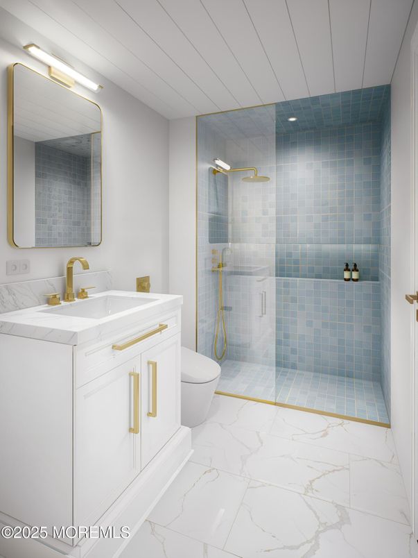 Bathroom, Glass Shower, Interior, Marble