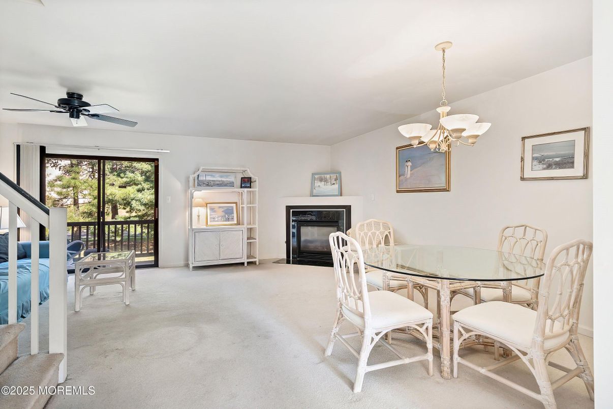 Chandelier, Dining room, Fireplace, Interior