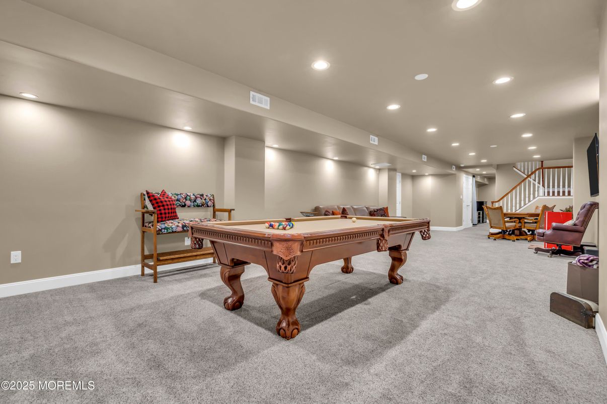 Billiard Table, Game Room, Interior, Recessed Lighting