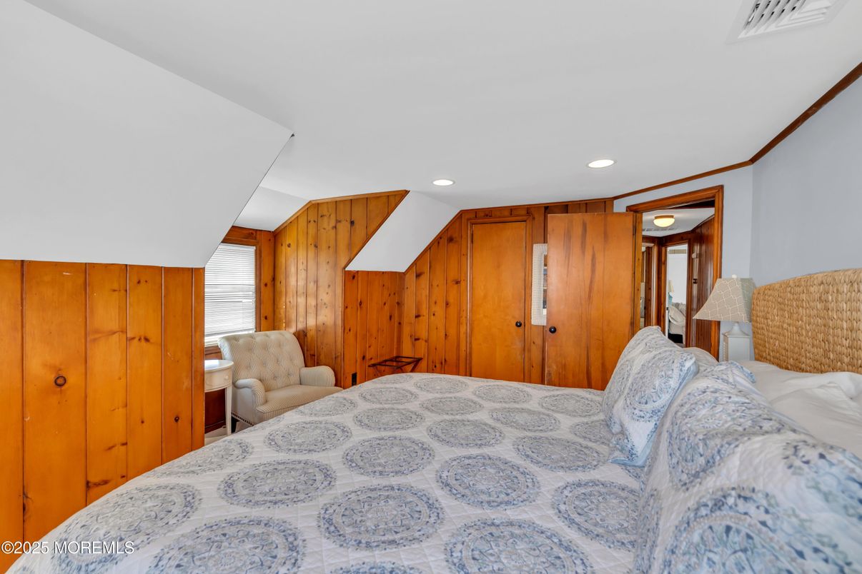 Bedroom, Interior, Recessed Lighting, Wooden Walls