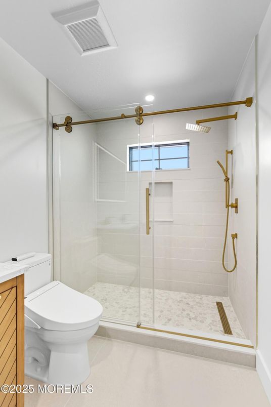 Bathroom, Glass Shower, Interior, Recessed Lighting