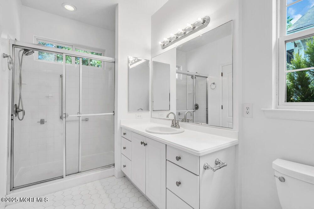 Bathroom, Dual Sink Vanities, Glass Shower, Interior, Recessed Lighting
