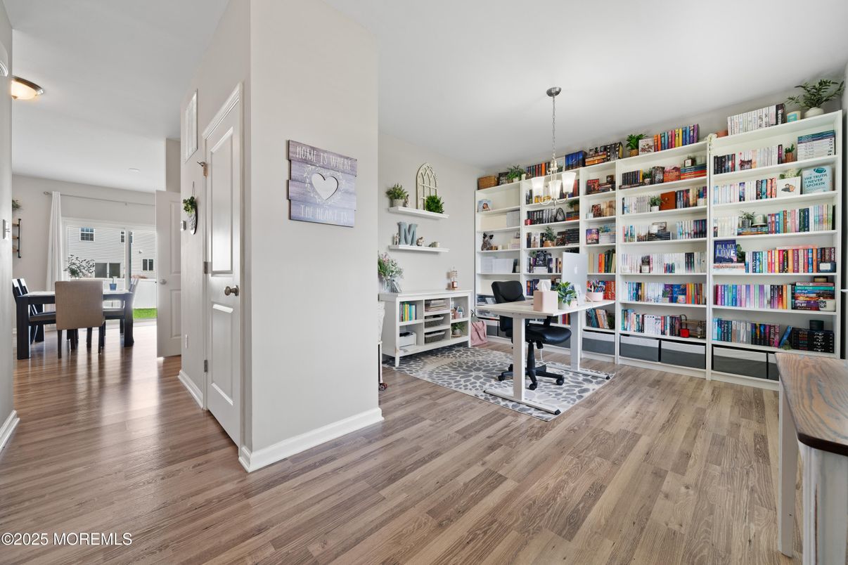 Home Office, Interior, Pendant Lights, Wood Texture Flooring