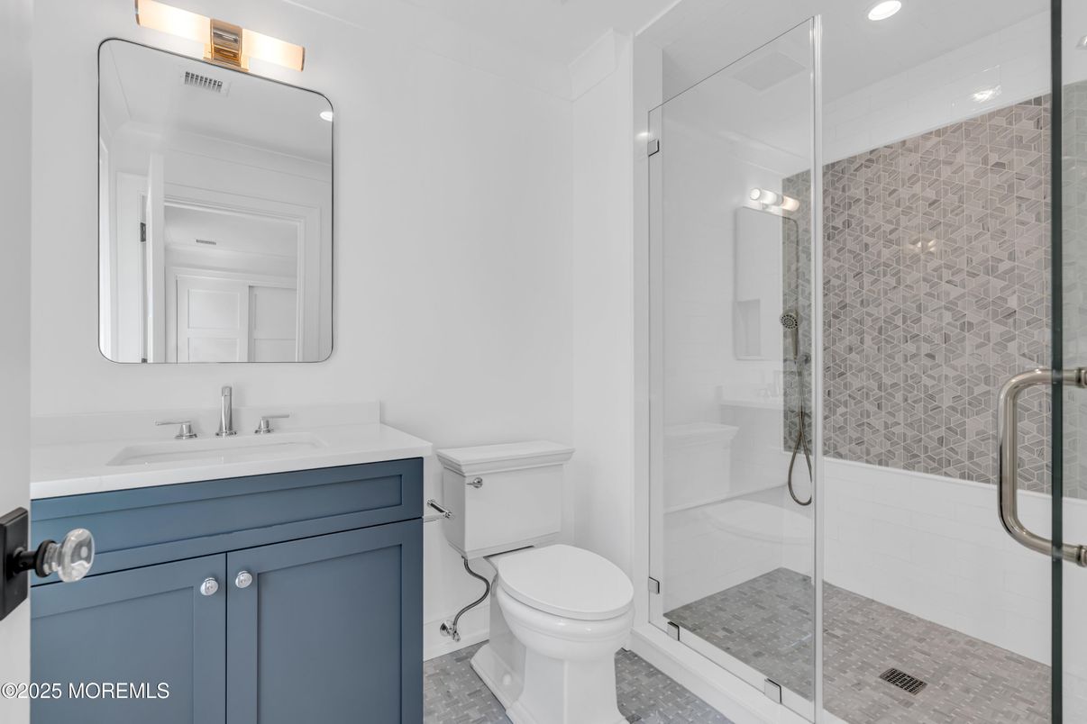 Bathroom, Glass Shower, Interior, Recessed Lighting