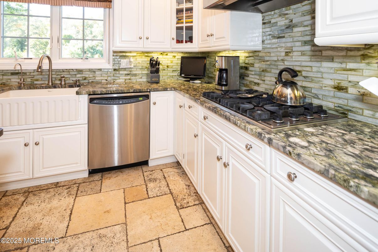 Interior, Kitchen, Stainless Steel Appliances, Stone Walls
