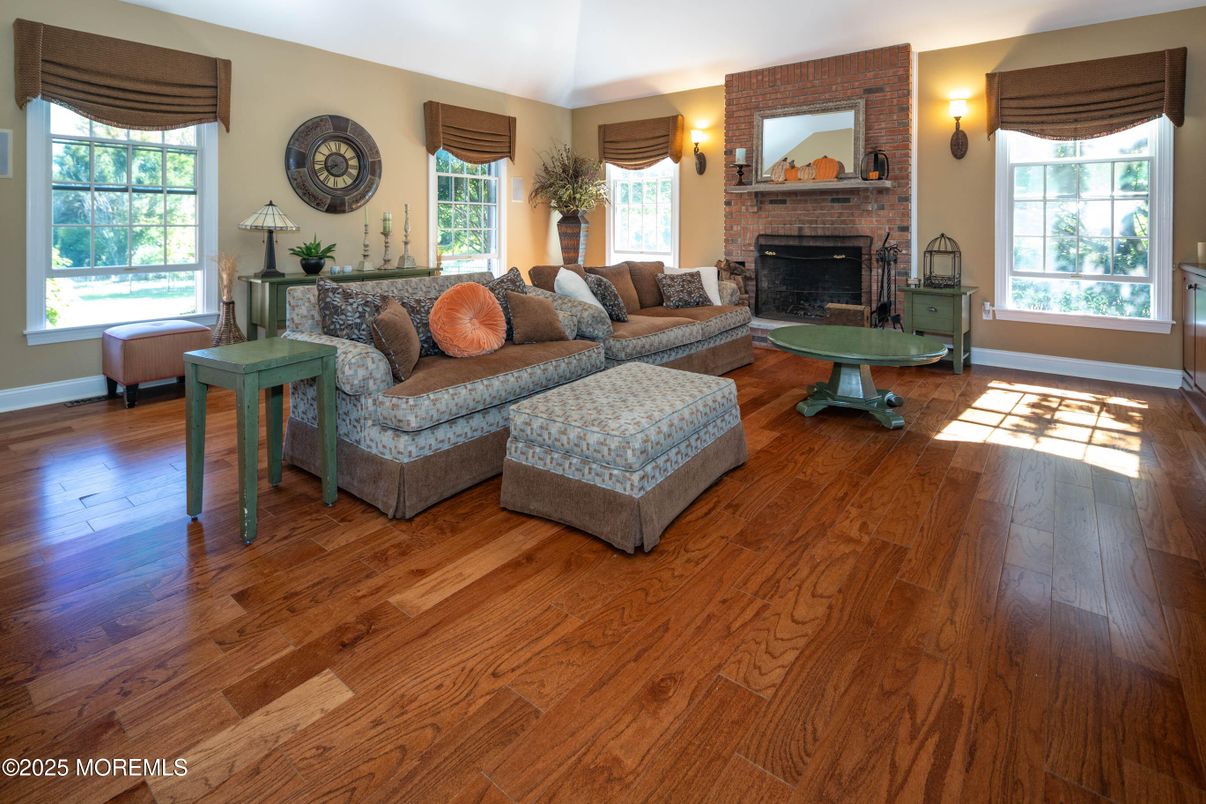 Fireplace, Interior, Living room, Stone Walls, Wood Texture Flooring