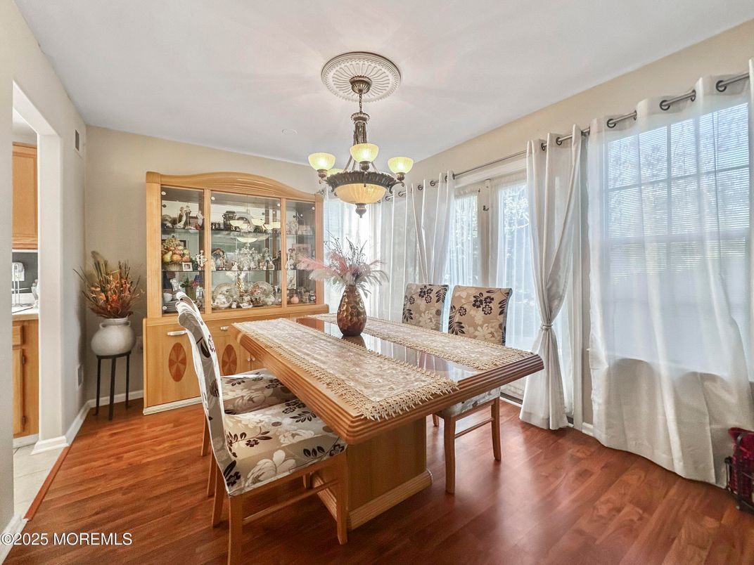 Chandelier, Dining room, Interior, Wood Texture Flooring