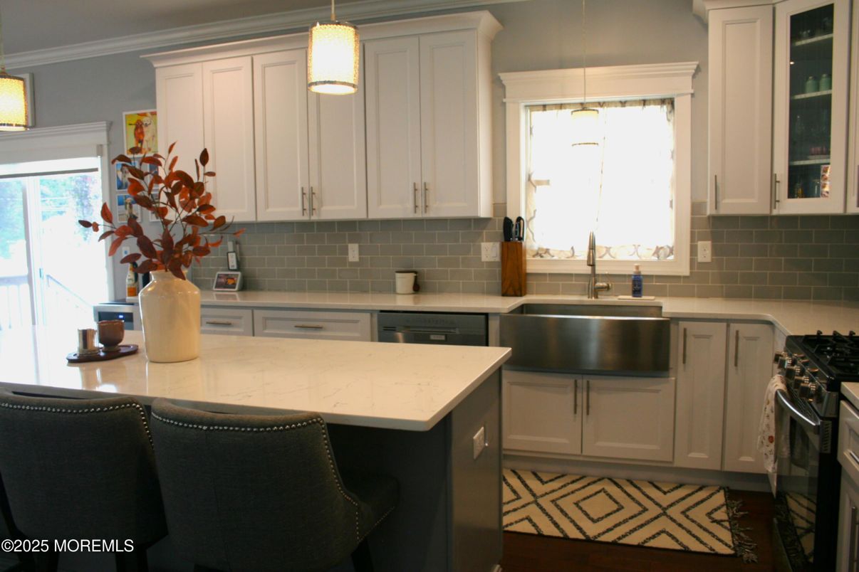 Interior, Kitchen, Pendant Lights, Stainless Steel Appliances, Wood Texture Flooring