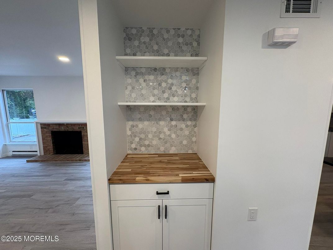 Fireplace, Interior, Recessed Lighting, Wood Texture Flooring