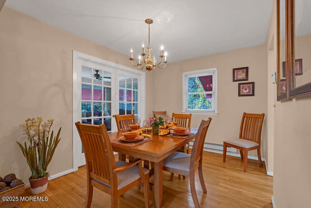 Chandelier, Dining room, Interior, Wood Texture Flooring