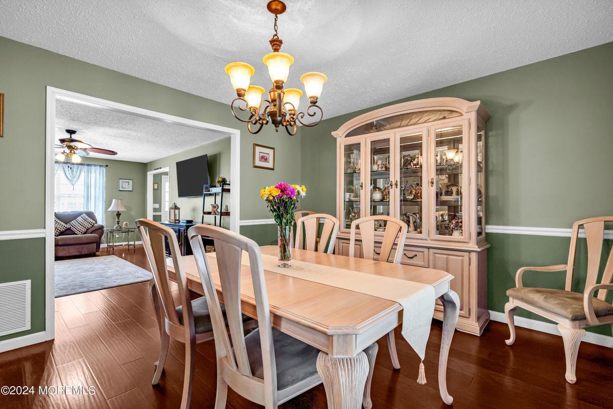 Chandelier, Dining room, Interior, Wood Texture Flooring