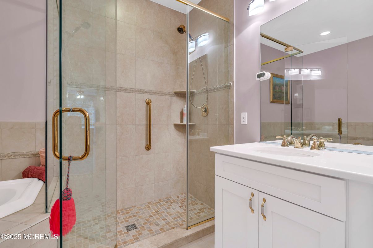 Bathroom, Glass Shower, Interior, Recessed Lighting