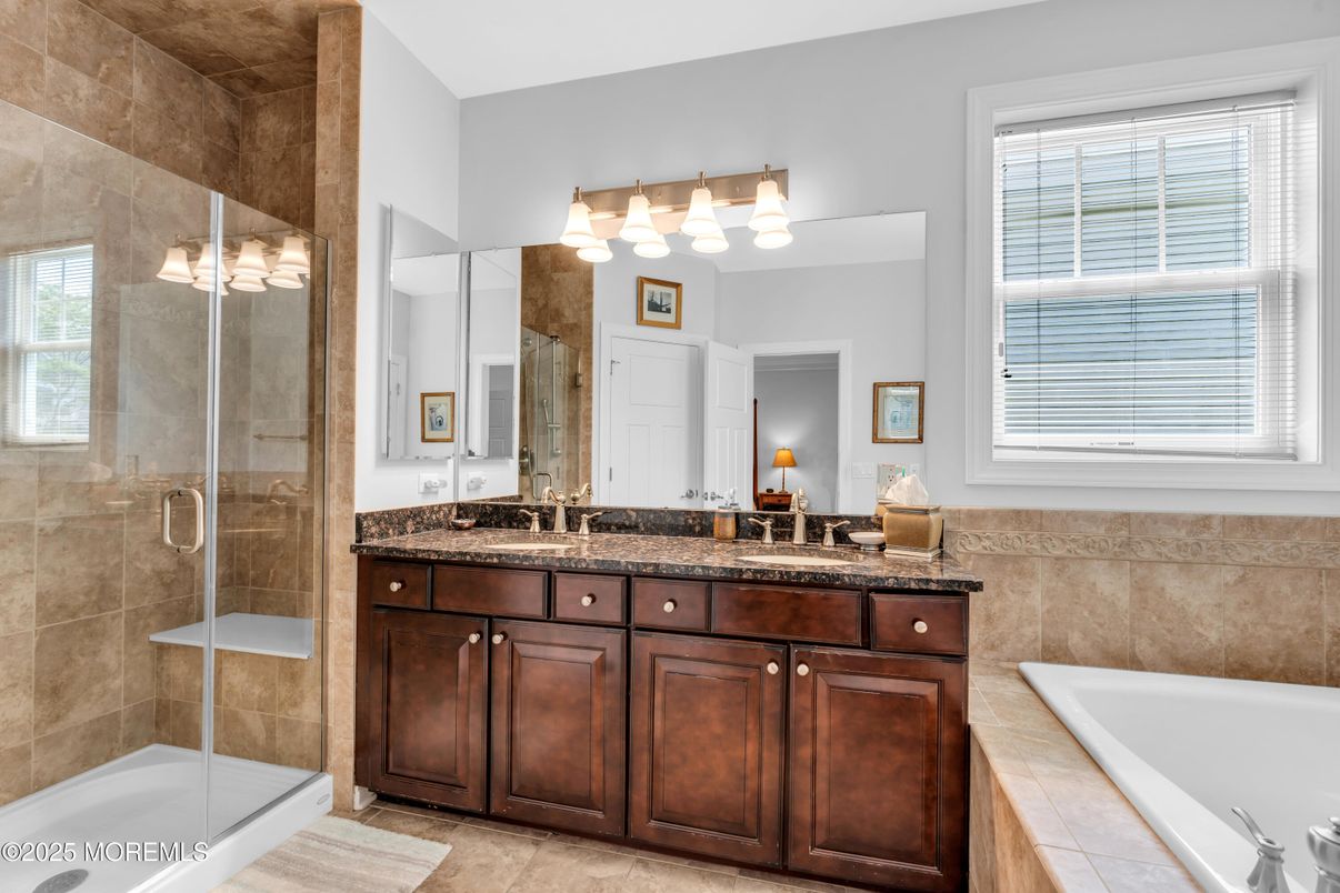 Bathroom, Dual Sink Vanities, Glass Shower, Interior